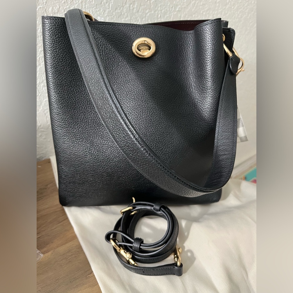 Coach Charlie black leather bucket bag